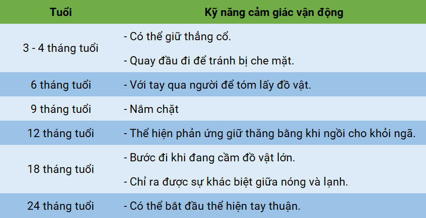 Giai đoạn phát triển vận động của trẻ