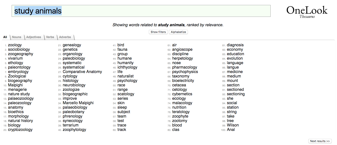 OneLook Thesaurus, từ điển đồng nghĩa - trái nghĩa giúp cải thiện kỹ năng viết